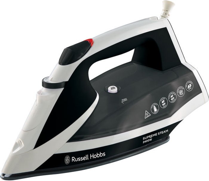 Currys Business | Russell Hobbs RUSSELL HOBBS Supremesteam 23052 Steam Iron - White & Black Russell Hobbs RUSSELL HOBBS Supremesteam 23052 Steam Iron - White & Black