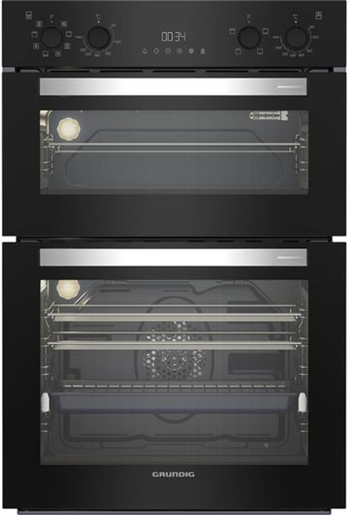 Currys Business | Grundig GRUNDIG GEDM22300B Electric Double Oven - Black, Black Grundig GRUNDIG GEDM22300B Electric Double Oven - Black, Black