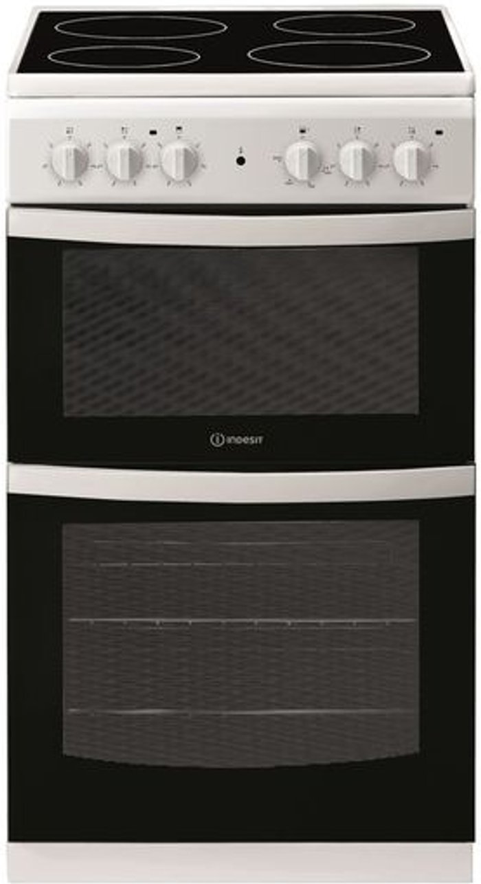 Currys Business | Indesit INDESIT ID5V92KMW/UK 50 cm Electric Ceramic Cooker - White Indesit INDESIT ID5V92KMW/UK 50 cm Electric Ceramic Cooker - White