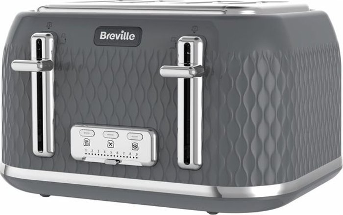 Currys Business | Breville BREVILLE Curve VTR013 4-Slice Toaster - Grey Breville BREVILLE Curve VTR013 4-Slice Toaster - Grey