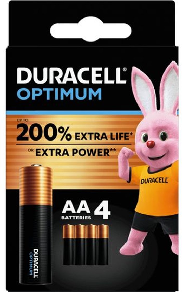 Currys Business | Duracell DURACELL Optimum AA Alkaline Batteries - Pack of 4 Duracell DURACELL Optimum AA Alkaline Batteries - Pack of 4