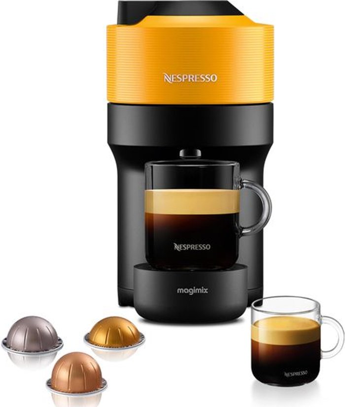 Currys Business | Nespresso NESPRESSO by Magimix Vertuo Pop 11735 Smart Coffee Machine - Mango Yellow Nespresso NESPRESSO by Magimix Vertuo Pop 11735 Smart Coffee Machine - Mango Yellow
