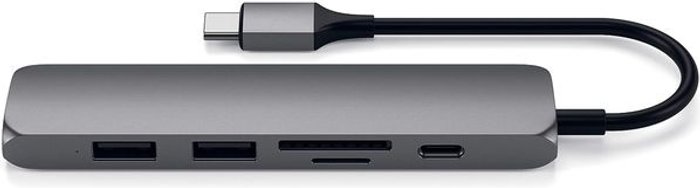 Currys Business | SATECHI SATECHI Slim Adapter V2 6-port USB Type-C Connection Hub - Space Grey SATECHI SATECHI Slim Adapter V2 6-port USB Type-C Connection Hub - Space Grey