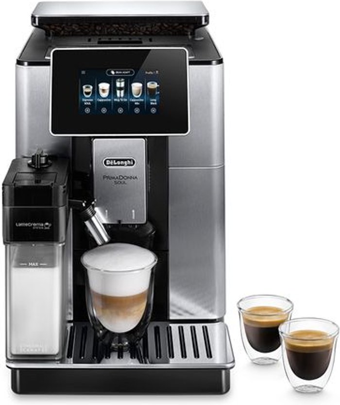 Currys Business | Delonghi De'Longhi PrimaDonna Soul ECAM610.75.MB Wi-Fi Connected Bean to Cup Coffee Machine with 21 Pre-programmed Coffees, 4.3 Delonghi De'Longhi PrimaDonna Soul ECAM610.75.MB Wi-Fi Connected Bean to Cup Coffee Machine with 21 Pre-programmed Coffees, 4.3