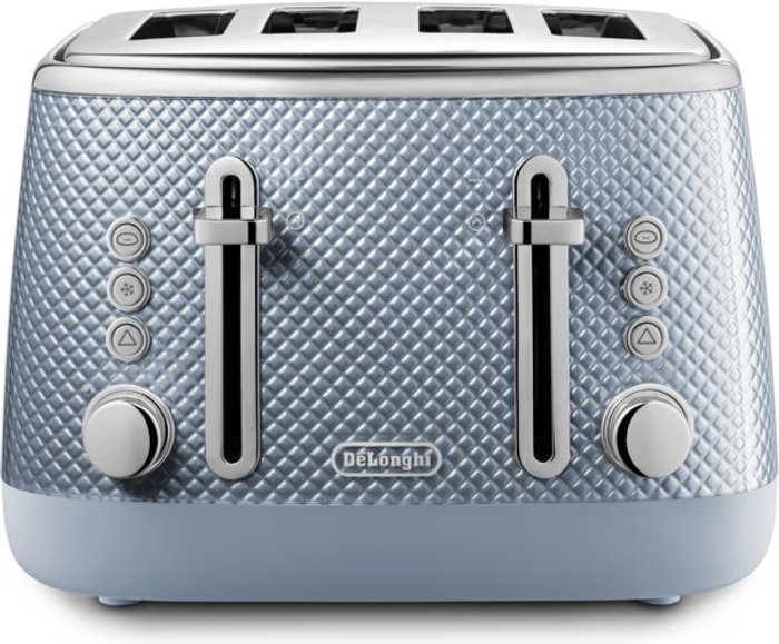 Currys Business | Delonghi DELONGHI Luminosa CTL4003GY 4-Slice Toaster - Grey & Blue Delonghi DELONGHI Luminosa CTL4003GY 4-Slice Toaster - Grey & Blue