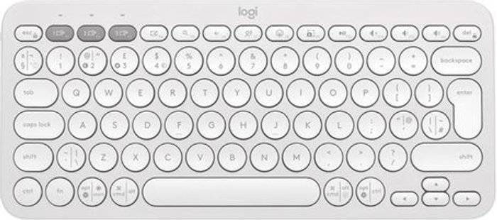 Currys Business | Logitech LOGITECH Pebble Keys 2 K380S Wireless Keyboard - White, White Logitech LOGITECH Pebble Keys 2 K380S Wireless Keyboard - White, White