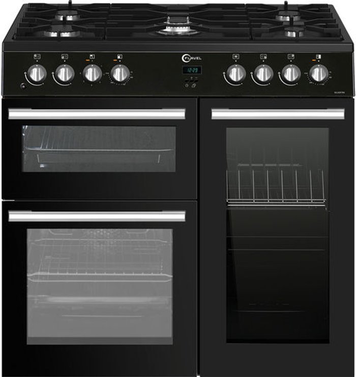 Currys Business | Flavel FLAVEL MLN9FRK 90 cm Dual Fuel Range Cooker - Black Flavel FLAVEL MLN9FRK 90 cm Dual Fuel Range Cooker - Black