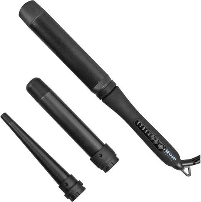 Currys Business | REVAMP REVAMP Progloss Multiform Curl & Waves WD-1500 Curling Wand - Matte Black REVAMP REVAMP Progloss Multiform Curl & Waves WD-1500 Curling Wand - Matte Black