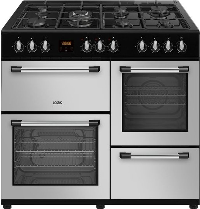 Currys Business | Logik LOGIK LRC100S21 100 cm Dual Fuel Range Cooker - Silver Logik LOGIK LRC100S21 100 cm Dual Fuel Range Cooker - Silver