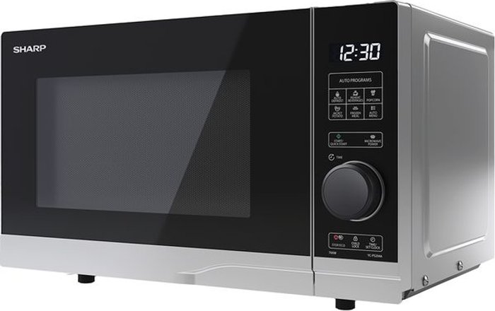 Currys Business | Sharp SHARP YC-PS204AU-S Solo Microwave - Silver, Silver/Grey Sharp SHARP YC-PS204AU-S Solo Microwave - Silver, Silver/Grey