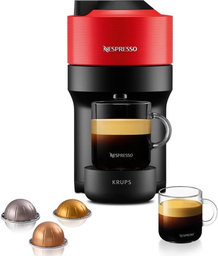 Currys Business | Nespresso NESPRESSO by Krups Vertuo Pop XN920540 Smart Coffee Machine - Red, Red Nespresso NESPRESSO by Krups Vertuo Pop XN920540 Smart Coffee Machine - Red, Red