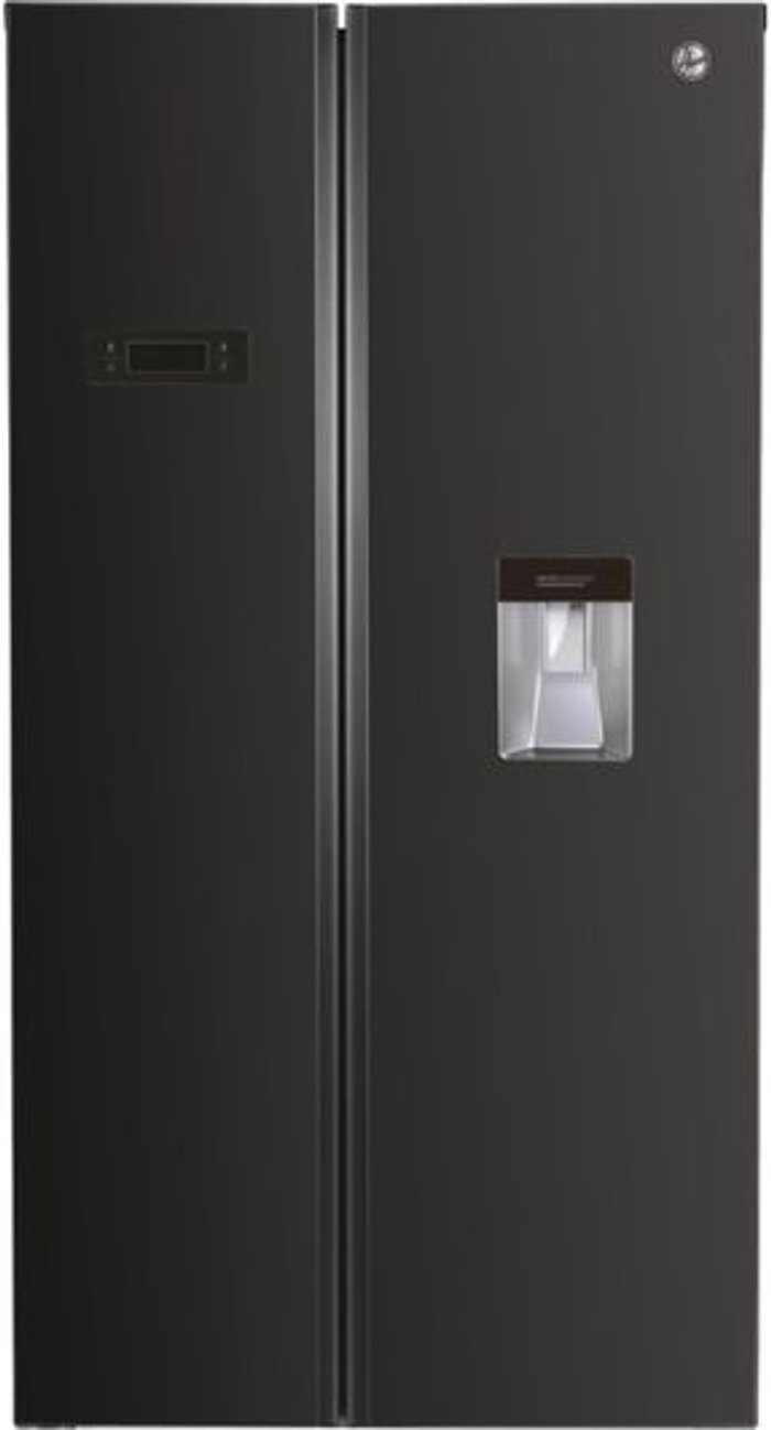 Currys Business | Hoover HOOVER HHSBSO 6174BWDK American-Style Fridge Freezer - Black Hoover HOOVER HHSBSO 6174BWDK American-Style Fridge Freezer - Black