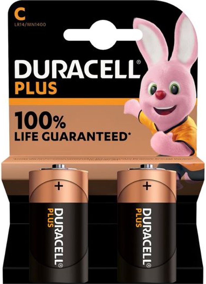 Currys Business | Duracell DURACELL Plus C Alkaline Batteries - Pack of 2 Duracell DURACELL Plus C Alkaline Batteries - Pack of 2