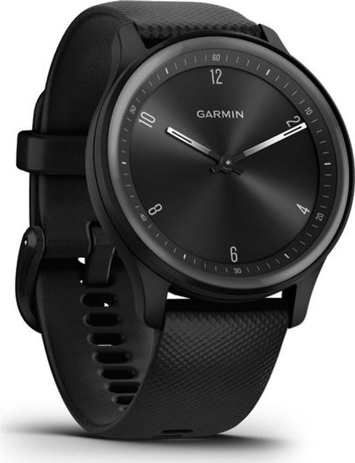 Currys Business | Garmin GARMIN vivomove Sport - Black, Silicone Strap, Small Garmin GARMIN vivomove Sport - Black, Silicone Strap, Small