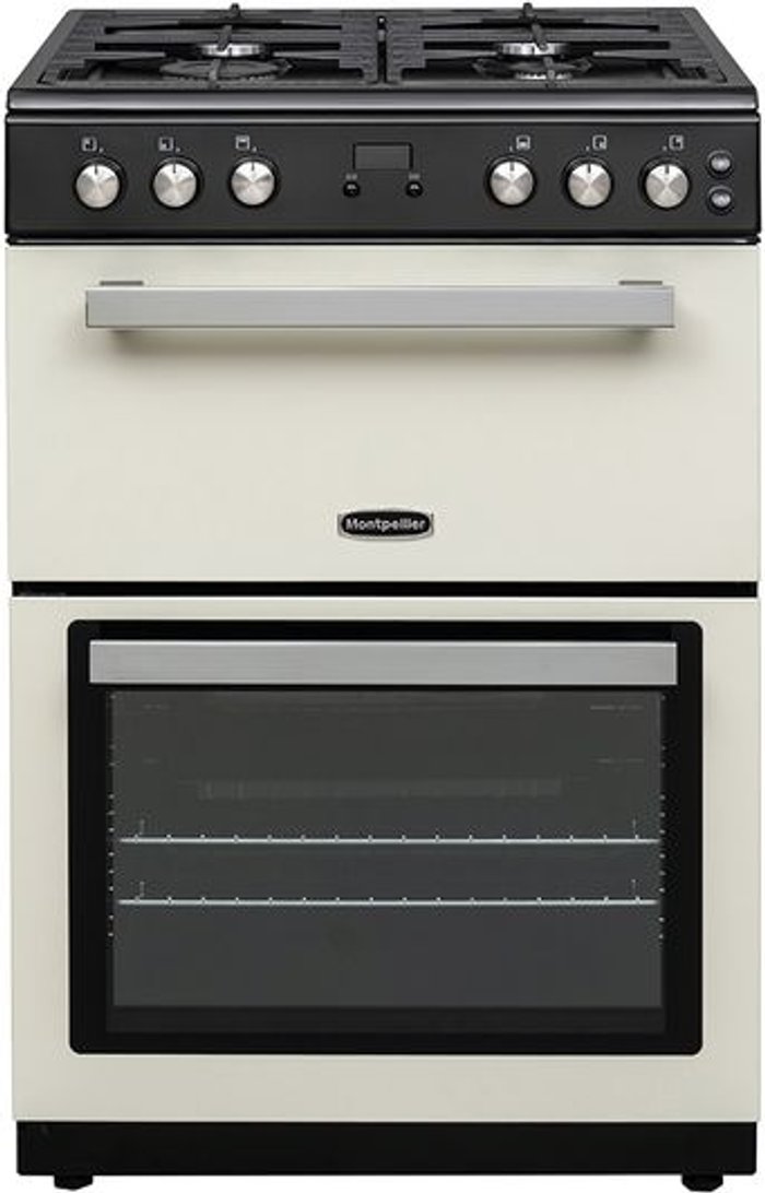 Currys Business | Montpellier Montpellier 60cm Mini Range Cooker, Gas, Double Oven, LED Minute Minder - Cream Montpellier Montpellier 60cm Mini Range Cooker, Gas, Double Oven, LED Minute Minder - Cream