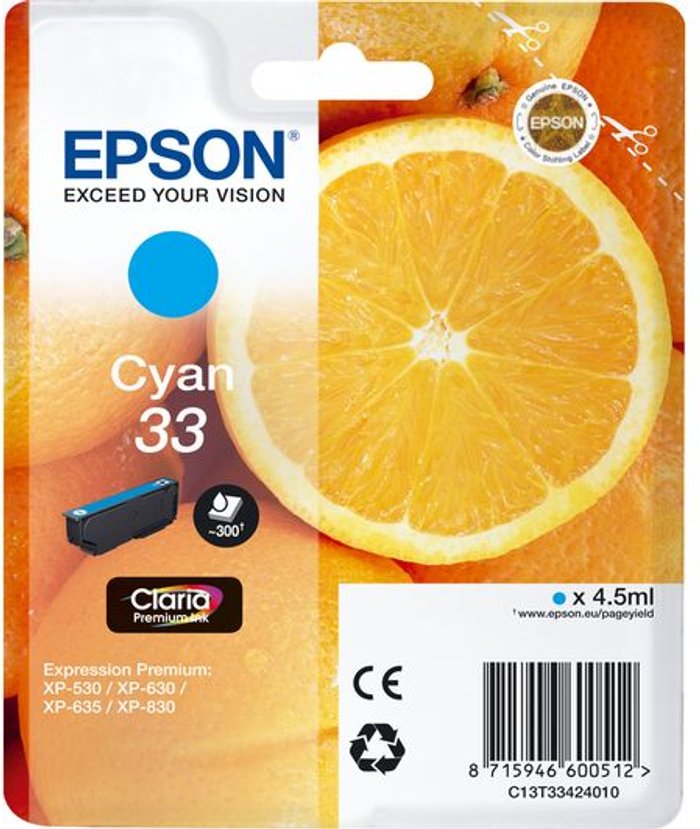 Currys Business | Epson EPSON No. 33 Oranges Cyan Ink Cartridge Epson EPSON No. 33 Oranges Cyan Ink Cartridge