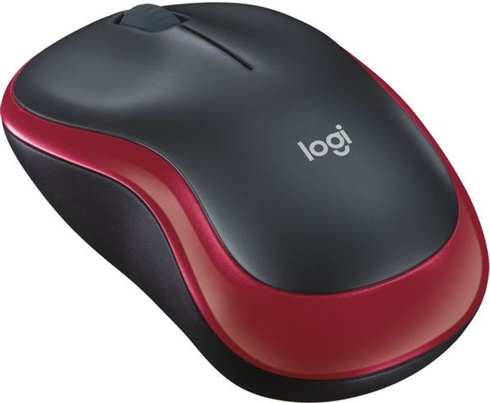 Currys Business | Logitech LOGITECH M185 Wireless Optical Mouse - Black & Red, Red Logitech LOGITECH M185 Wireless Optical Mouse - Black & Red, Red