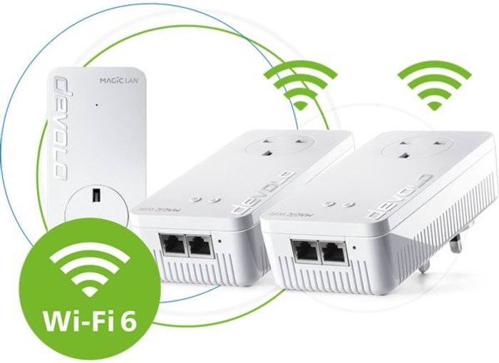 Currys Business | Devolo DEVOLO Magic 2 8826 WiFi 6 Powerline Starter Kit - Triple Pack, White Devolo DEVOLO Magic 2 8826 WiFi 6 Powerline Starter Kit - Triple Pack, White