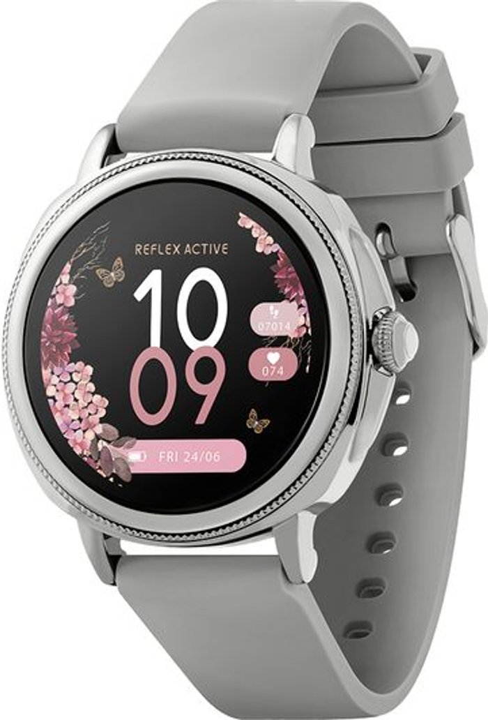 Currys Business | REFLEX ACTIVE REFLEX ACTIVE Series 25 Smart Watch - Silver & Grey, Silicone Strap, Silver/Grey REFLEX ACTIVE REFLEX ACTIVE Series 25 Smart Watch - Silver & Grey, Silicone Strap, Silver/Grey