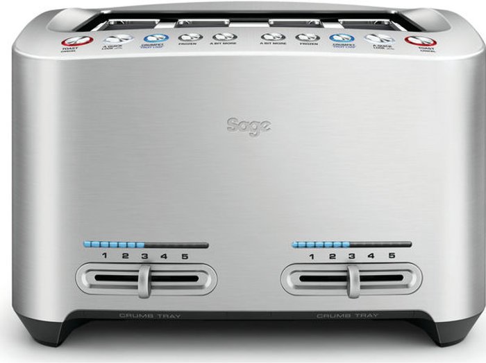 Currys Business | Sage Sage The Smart Toast 4 Slice BTA845UK 4 Slice Toaster - Silver Sage Sage The Smart Toast 4 Slice BTA845UK 4 Slice Toaster - Silver
