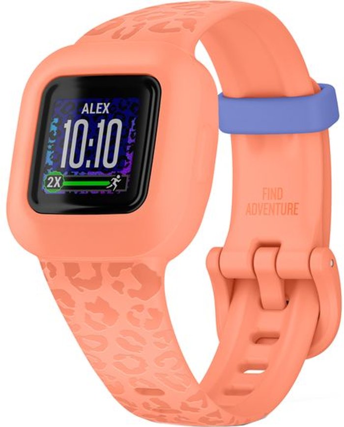 Currys Business | Garmin GARMIN vivofit jr. 3 Kids' Activity Tracker - Peach Leopard, Universal Garmin GARMIN vivofit jr. 3 Kids' Activity Tracker - Peach Leopard, Universal