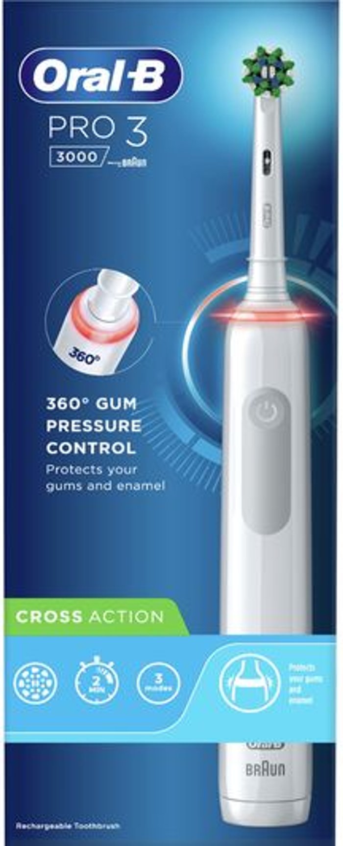 Currys Business | Oral B ORAL B CrossAction Pro 3 3000 Electric Toothbrush Oral B ORAL B CrossAction Pro 3 3000 Electric Toothbrush