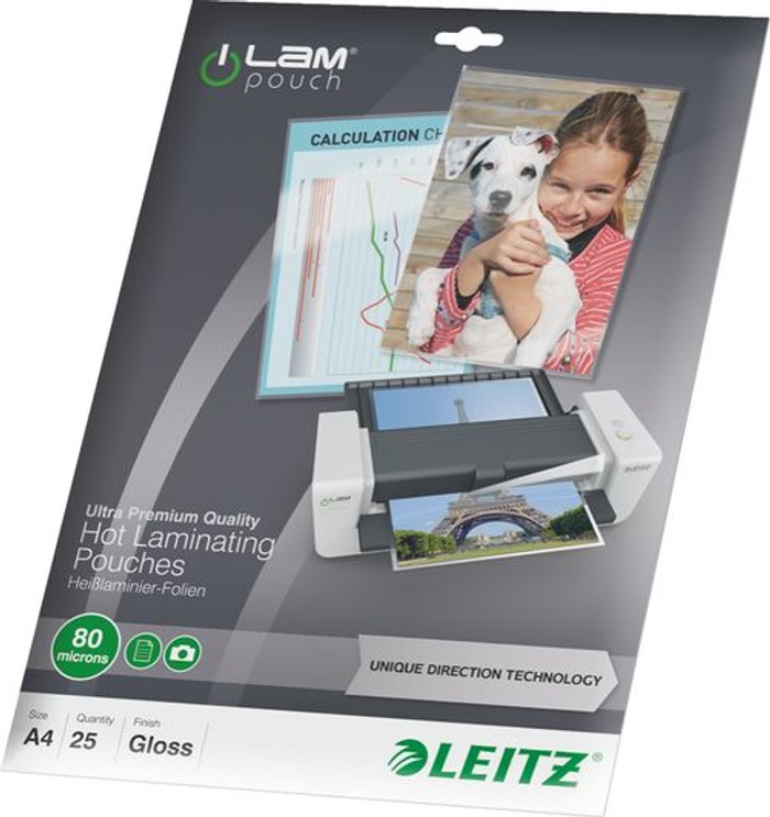 Currys Business | Leitz LEITZ iLAM 80 Micron A4 Laminating Pouches - 25 Pack Leitz LEITZ iLAM 80 Micron A4 Laminating Pouches - 25 Pack