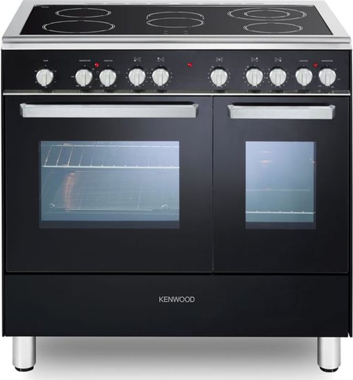 Currys Business | Kenwood KENWOOD CK418 90 cm Electric Ceramic Range Cooker - Black & Chrome Kenwood KENWOOD CK418 90 cm Electric Ceramic Range Cooker - Black & Chrome
