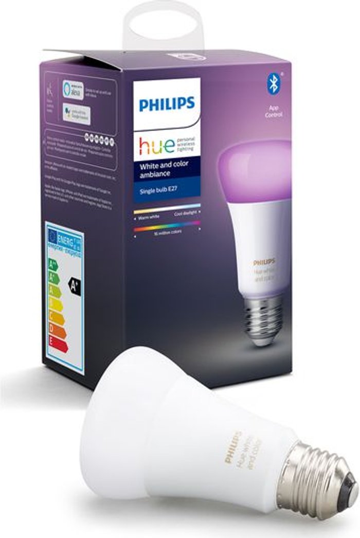 Currys Business | Philips Hue PHILIPS HUE White & Colour Ambiance LED Bulb with Bluetooth - E27 Philips Hue PHILIPS HUE White & Colour Ambiance LED Bulb with Bluetooth - E27