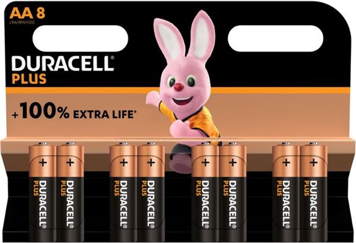 Currys Business | Duracell DURACELL Plus AA Alkaline Batteries - Pack of 8 Duracell DURACELL Plus AA Alkaline Batteries - Pack of 8