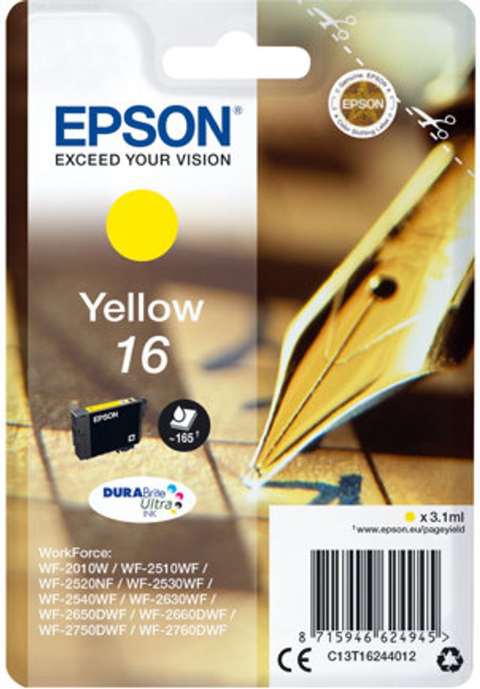 Currys Business | Epson Epson 16 Ink Cartridge DURABrite Ultra Pen/Crossword Yellow C13T16244012 Epson Epson 16 Ink Cartridge DURABrite Ultra Pen/Crossword Yellow C13T16244012