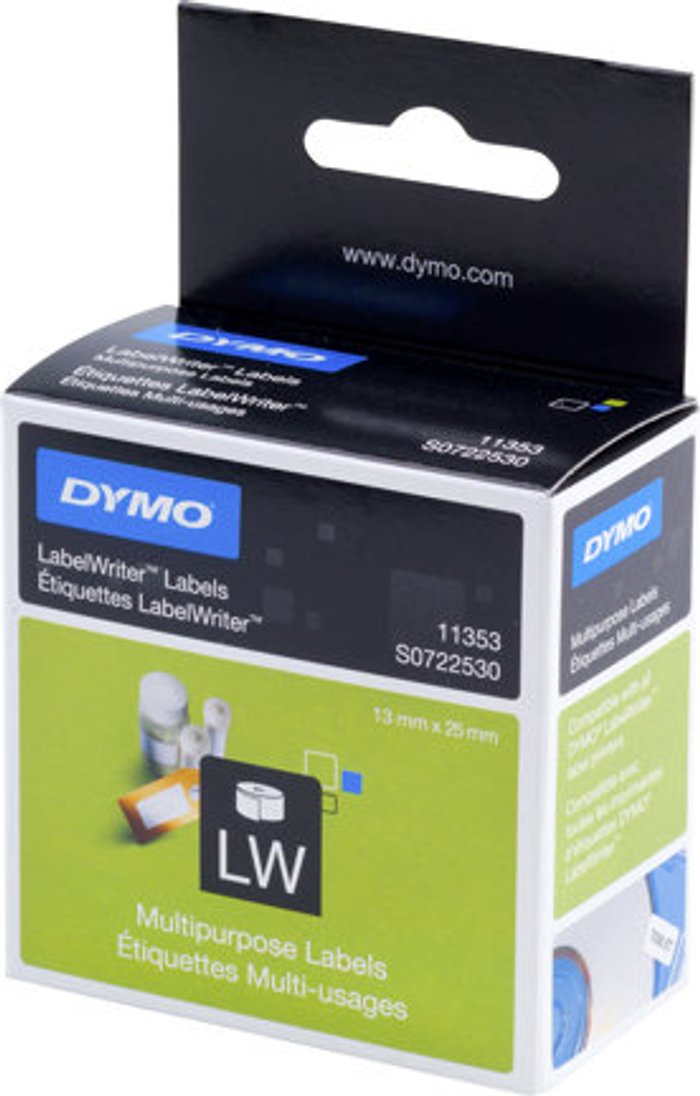 Currys Business | Dymo Dymo 11353 LabelWriter Labels 13mmx25mm White (Pack of 1000) S0722530 Dymo Dymo 11353 LabelWriter Labels 13mmx25mm White (Pack of 1000) S0722530