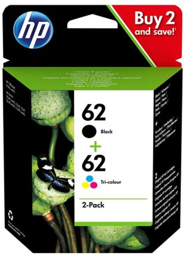 Currys Business | HP HP 62 Black & Tri-colour Ink Cartridges - Twin Pack HP HP 62 Black & Tri-colour Ink Cartridges - Twin Pack