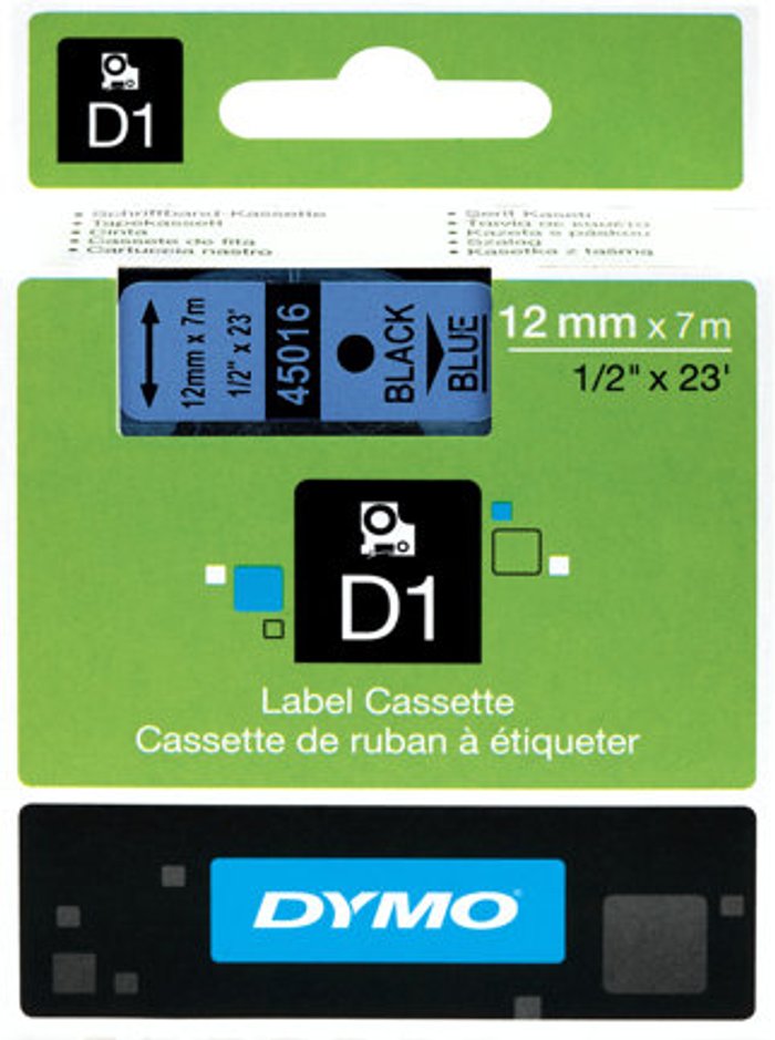 Currys Business | Dymo DYMO D1 - label tape - 1 cassette(s) - Roll (1.2 cm x 7 m) Dymo DYMO D1 - label tape - 1 cassette(s) - Roll (1.2 cm x 7 m)