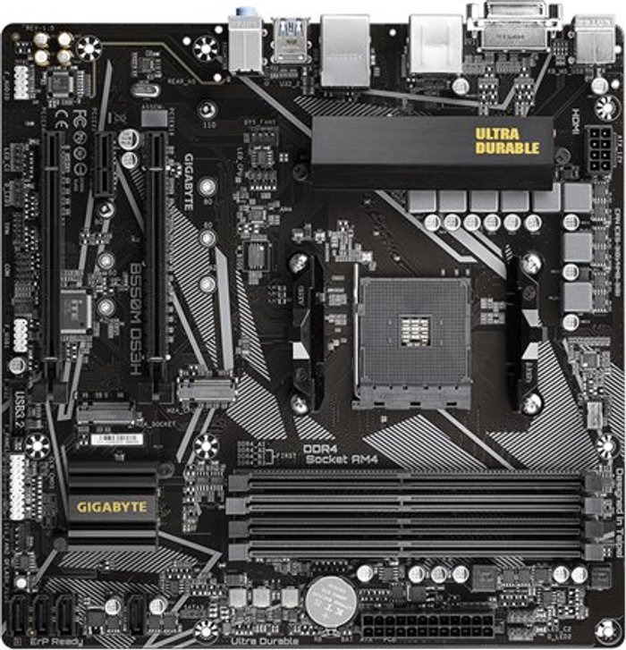 Currys Business | Gigabyte Gigabyte B550M DS3H - 1.0 - motherboard - micro ATX - Socket AM4 - AMD B550 Gigabyte Gigabyte B550M DS3H - 1.0 - motherboard - micro ATX - Socket AM4 - AMD B550