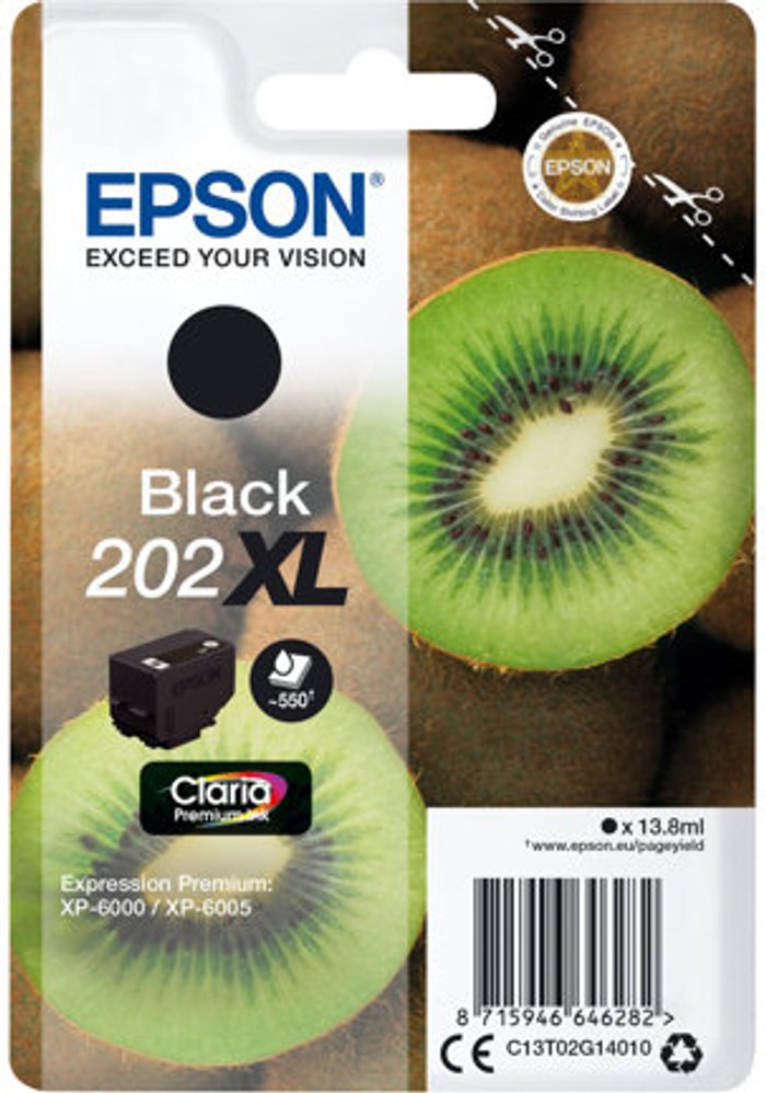 Currys Business | Epson Epson 202XL Premium Ink Claria High Yield Kiwi Black C13T02G14010 Epson Epson 202XL Premium Ink Claria High Yield Kiwi Black C13T02G14010