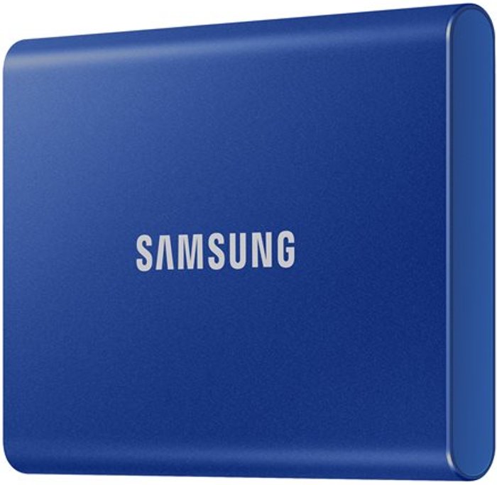 Currys Business | Samsung SAMSUNG T7 Portable External SSD - 500 GB, Blue, Blue Samsung SAMSUNG T7 Portable External SSD - 500 GB, Blue, Blue