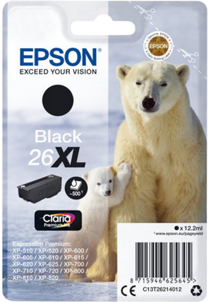 Currys Business | Epson EPSON Polar Bear T2621 XL Black Ink Cartridge Epson EPSON Polar Bear T2621 XL Black Ink Cartridge