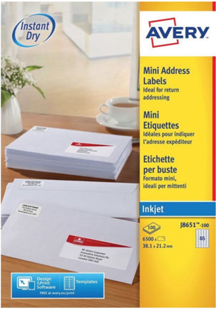 Currys Business | Avery Avery Mini - labels - 6500 label(s) - 38.1 x 21.2 mm Avery Avery Mini - labels - 6500 label(s) - 38.1 x 21.2 mm