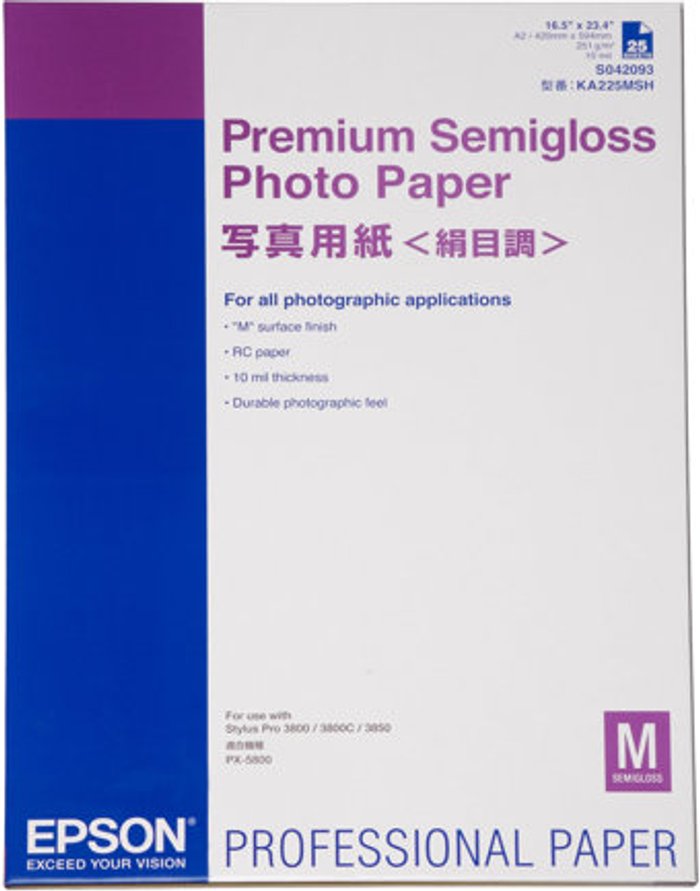 Currys Business | Epson Epson Premium Semigloss Photo Paper - photo paper - semi-glossy - 25 sheet(s) - A2 - 251 g/m² Epson Epson Premium Semigloss Photo Paper - photo paper - semi-glossy - 25 sheet(s) - A2 - 251 g/m²