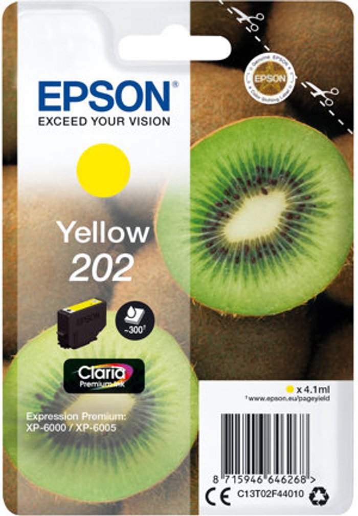 Currys Business | Epson Epson 202 Yellow Inkjet Cartridge C13T02F44010 Epson Epson 202 Yellow Inkjet Cartridge C13T02F44010