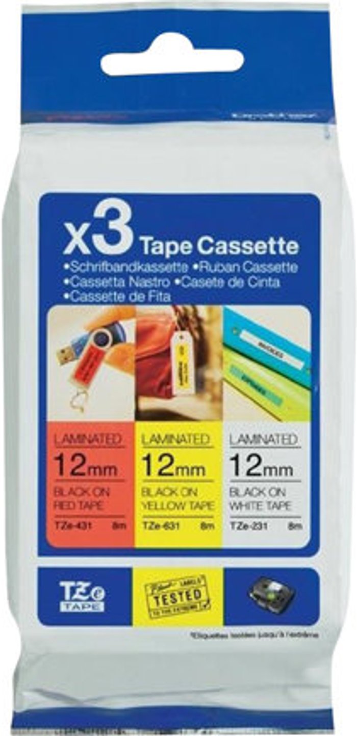 Currys Business | Brother Brother TZe-31M3 - laminated tape - 3 cassette(s) - Roll (1.2 cm x 8 m) Brother Brother TZe-31M3 - laminated tape - 3 cassette(s) - Roll (1.2 cm x 8 m)