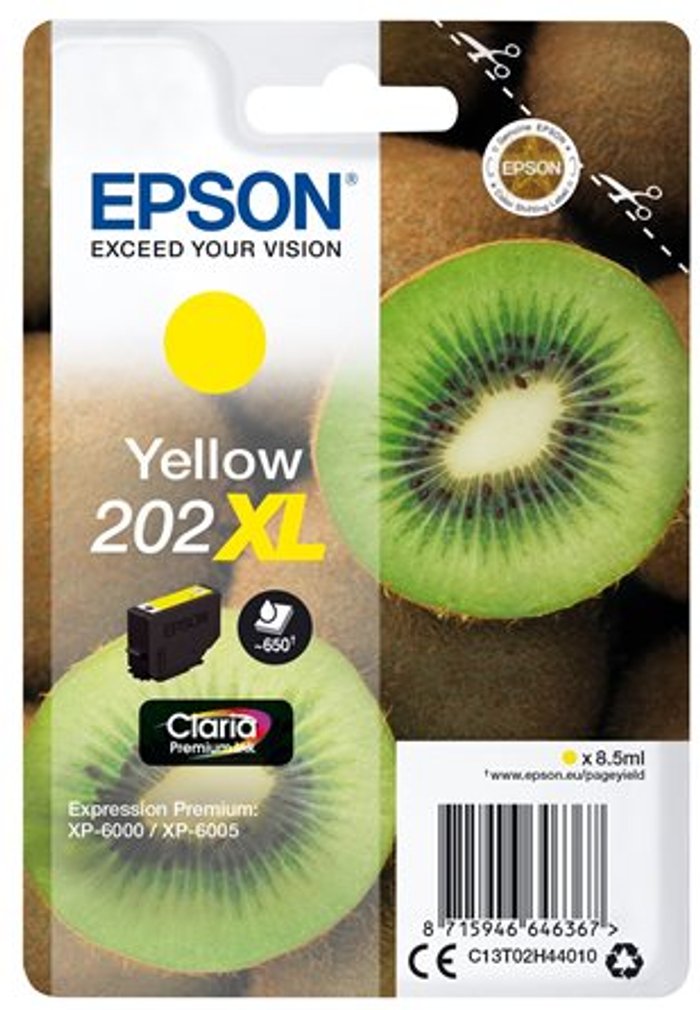 Currys Business | Epson Epson 202XL Premium Ink Claria High Yield Kiwi Yellow C13T02H44010 Epson Epson 202XL Premium Ink Claria High Yield Kiwi Yellow C13T02H44010