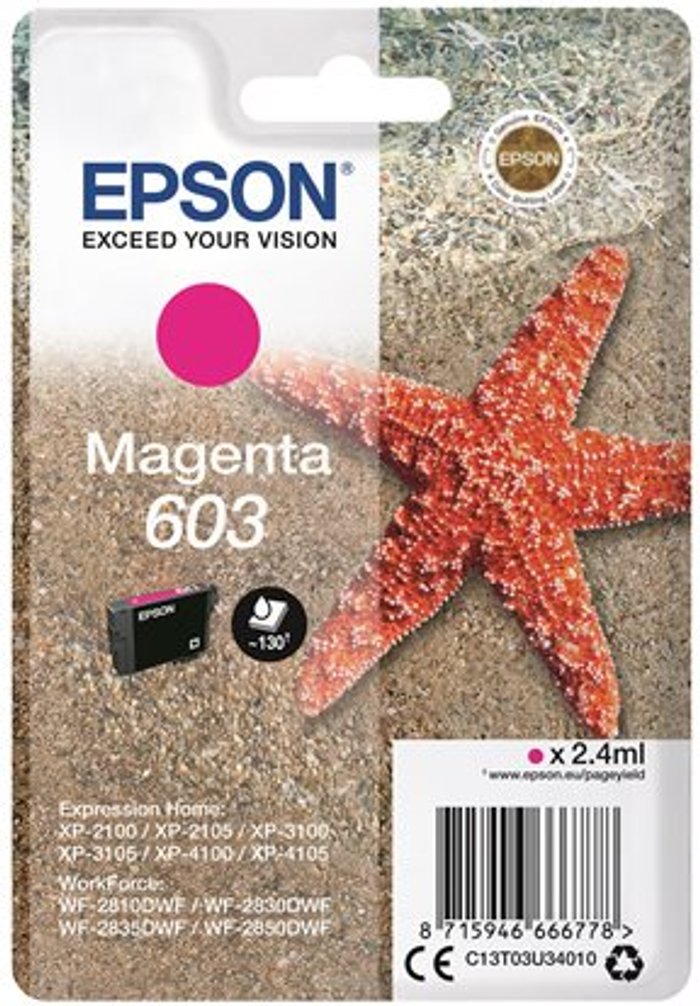 Currys Business | Epson EPSON 603 Starfish Magenta Ink Cartridge Epson EPSON 603 Starfish Magenta Ink Cartridge