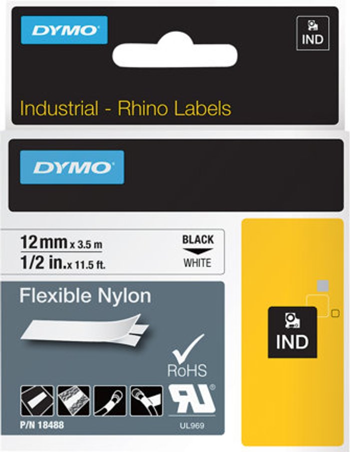 Currys Business | Dymo DYMO IND - flexible label tape - 1 cassette(s) - Roll (1.2 cm x 4 m) Dymo DYMO IND - flexible label tape - 1 cassette(s) - Roll (1.2 cm x 4 m)