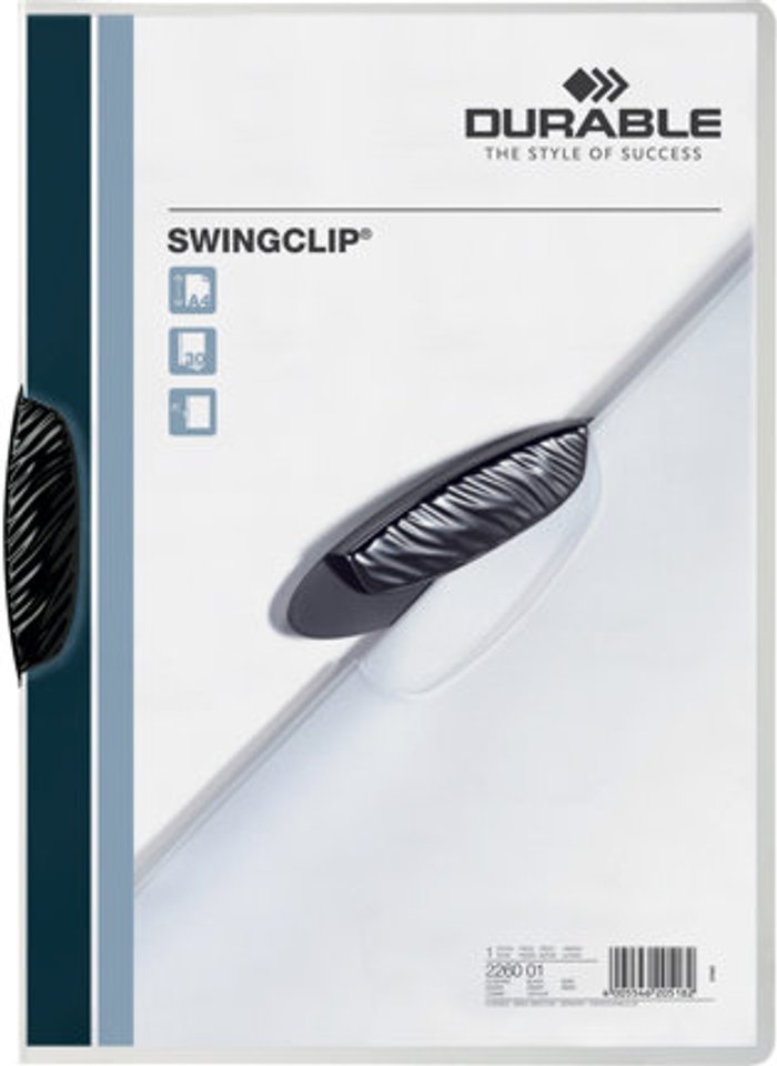 Currys Business | Durable DURABLE SWINGCLIP - clip file - for A4 - capacity: 30 sheets - transparent with black clip Durable DURABLE SWINGCLIP - clip file - for A4 - capacity: 30 sheets - transparent with black clip