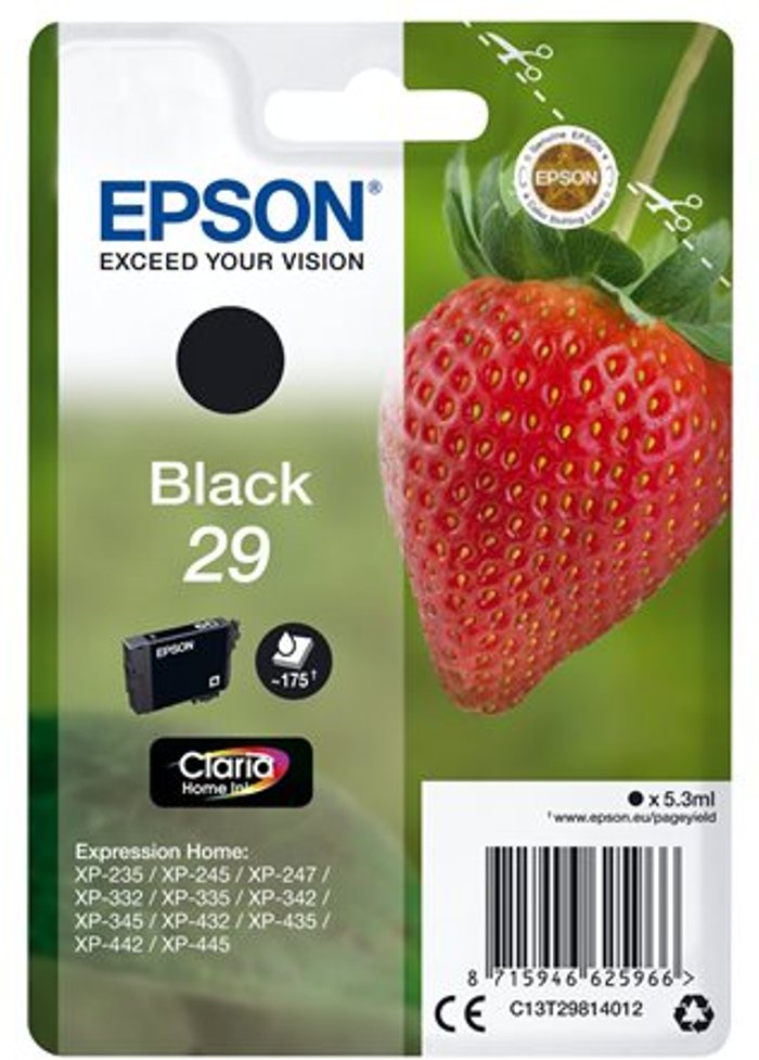 Currys Business | Epson EPSON Strawberry 29 Black Ink Cartridge Epson EPSON Strawberry 29 Black Ink Cartridge