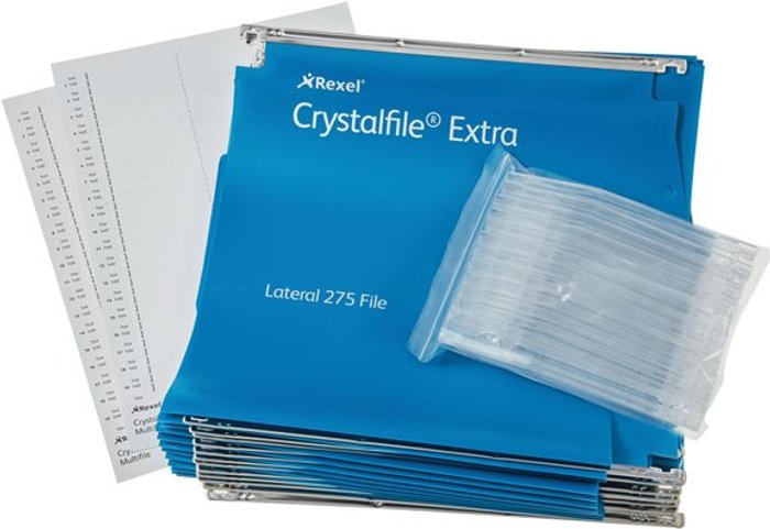 Currys Business | ACCO-REXEL Rexel Crystalfile Extra - hanging file - capacity: 300 sheets - tabbed - blue (pack of 25) ACCO-REXEL Rexel Crystalfile Extra - hanging file - capacity: 300 sheets - tabbed - blue (pack of 25)