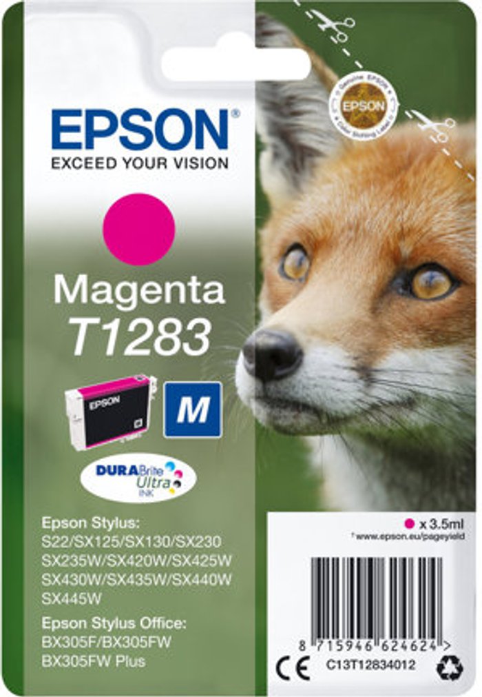 Currys Business | Epson Epson Singlepack Magenta T1283 DURABrite Ultra Ink Epson Epson Singlepack Magenta T1283 DURABrite Ultra Ink