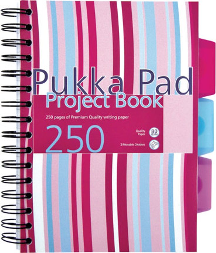 Currys Business | Pukka Pukka Pad Stripes Polypropylene Project Book 250 Pages A5 Blue/Pink (Pack of 3) PROBA5 Pukka Pukka Pad Stripes Polypropylene Project Book 250 Pages A5 Blue/Pink (Pack of 3) PROBA5